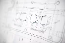 Blueprint of a metal part designed by a die casting engineer