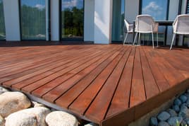 Outdoor deck with a wood finish