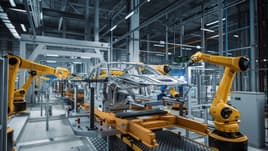 Automotive manufacturing facility assembling a car