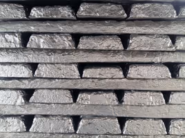 Blocks of zinc metal to be used in die casting
