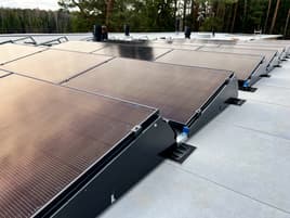 Solar panels on a roof for sustainable energy